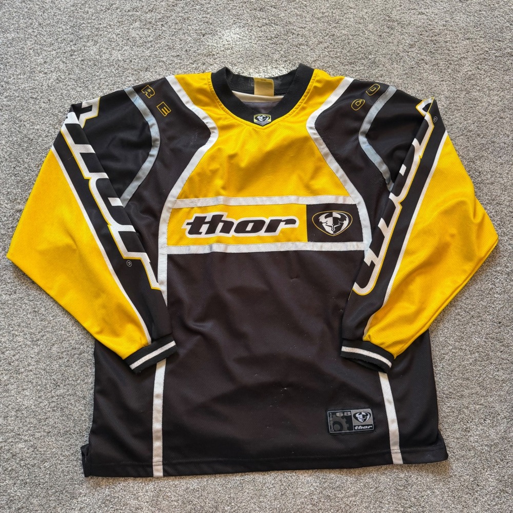 Thor Core Motocross Jersey Yellow Black White Long Sleeve Mesh Mens Large